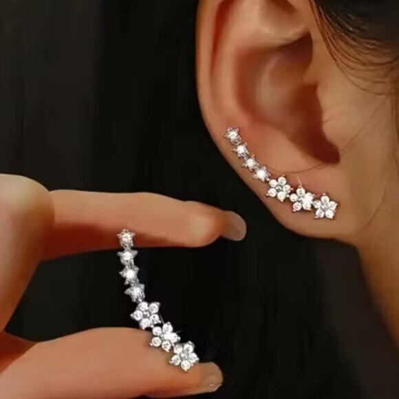 Rose Sakura Diamond Crawler Earrings - Picture 4 of 4